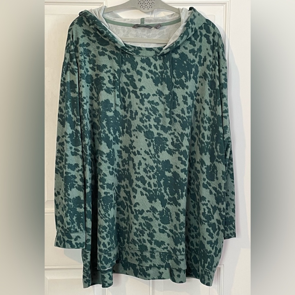 AnyBody Green Patterned Women's Hooded Top